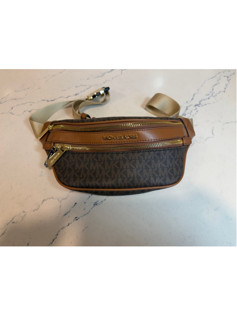 Michael Kors Kenly belt bag brown logo print